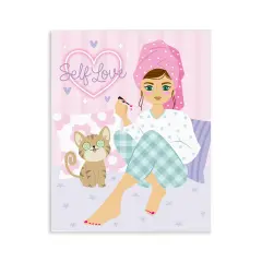 Stupell Industries Self Love Girl & Cat Wall Plaque Art Design by Ilis Avil&eacute;s