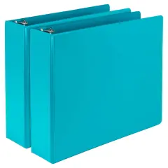 Samsill Earth's Choice Fashion Round Ring View Binder, 2 Inches, Turquoise, Pack of 2