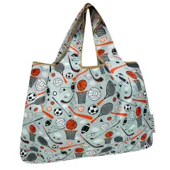 Wrapables Large Foldable Tote Nylon Reusable Grocery Bags, Sporty