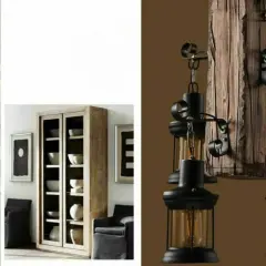 4 Lights Chandelier Pendant Lighting Wooden Ceiling Light Hanging Lamp Fixture