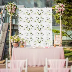 6 Pcs Artificial Wedding Silk Flower Wall Decor Background Rose Floral Panels