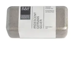 R&F Encaustic Paint Block - Iridescent Geman Silver, 104 ml block