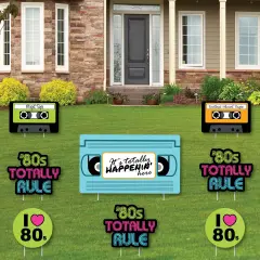 Big Dot of Happiness 80's Retro - Yard Sign & Outdoor Lawn Decorations - Totally 1980s Party Yard Signs - Set of 8