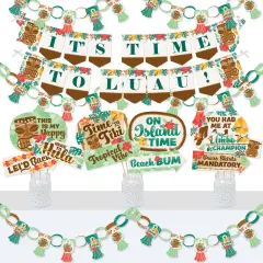 Big Dot of Happiness Tropical Luau - Banner and Photo Booth Decorations - Hawaiian Beach Party Supplies Kit - Doterrific Bundle