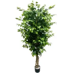 6' Silk Ficus Tree - 1528 UV Resistant Lifelike Leaves, Realistic Artificial Plant for Indoor & Outdoor Home, Office & Event Decor, Floral Home by Artificial Flowers
