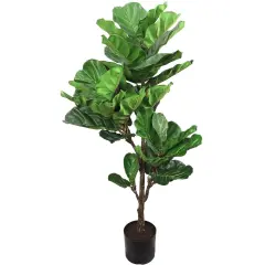 56" Fiddle Leaf Tree - Realistic Lush Leaves in Black Pot, Indoor Decor for Home, Office & Living Spaces - Year-Round Greenery, Floral Home by Artificial Flowers