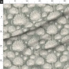Various Fabrics by the Yard or Fat Quarter Vintage Style Dandelions Gray Cream Neutral Flowers Floral Nature Custom Printed Fabric by Spoonflower