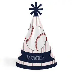 Big Dot of Happiness Batter Up - Baseball - Cone Happy Birthday Party Hats for Kids and Adults - Set of 8 (Standard Size)