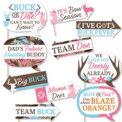 Big Dot of Happiness Funny Buck or Doe - Hunting Gender Reveal Party Photo Booth Props Kit - 10 Piece