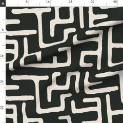 Various Fabrics by the Yard or Fat Quarter African Geometric Abstract Lines Beige Geo Modern Mod Dark Green Custom Printed Fabric by Spoonflower