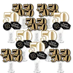 Big Dot of Happiness Adult 50th Birthday - Gold - Birthday Party Centerpiece Sticks - Showstopper Table Toppers - 35 Pieces