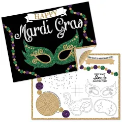 Big Dot of Happiness Mardi Gras - Paper Masquerade Party Coloring Sheets - Activity Placemats - Set of 16