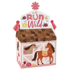 Big Dot of Happiness Run Wild Horses - Treat Box Party Favors - Pony Birthday Party Goodie Gable Boxes - Set of 12