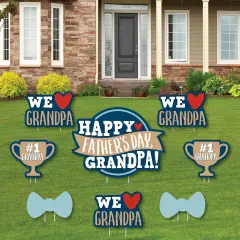 Big Dot of Happiness Grandpa, Happy Father's Day - Yard Sign and Outdoor Lawn Decorations - We Love Grandfather Yard Signs - Set of 8