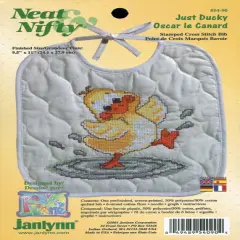 Janlynn Stamped Bib Cross Stitch Kit 9.5"X11"-Just Ducky