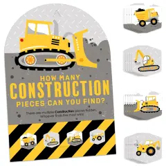 Big Dot of Happiness Dig It - Construction Party Zone - Baby Shower or Birthday Party Scavenger Hunt - 1 Stand and 48 Game Pieces - Hide and Find Game