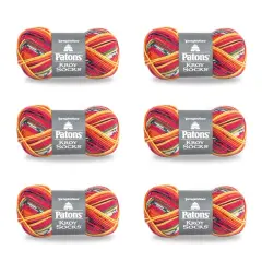 Patons Kroy Socks Mexicala Stripes Yarn - 6 Pack of 1.75oz/50g - Blended Fiber - 1 Super Fine - 166 Yards - Knitting/Crochet