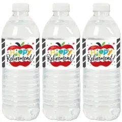 Big Dot of Happiness Teacher Retirement - Happy Retirement Party Water Bottle Sticker Labels - Set of 20