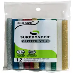 Surebonder Glitter Mini Glue Sticks 12/Pkg-.27"X4" Assorted Colors