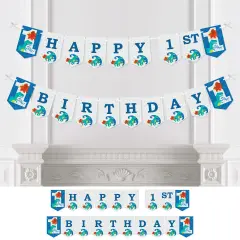 Big Dot of Happiness 1st Birthday Roar Dinosaur - ONEasaurus Dino First Birthday Party Bunting Banner - Party Decorations - Happy 1st Birthday