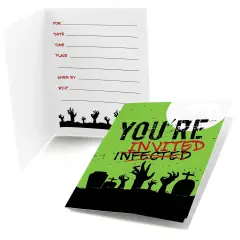 Big Dot of Happiness Zombie Zone - Fill-in Halloween or Birthday Zombie Crawl Party Invitations (8 Count)