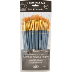 Royal & Langnickel(R) Gold Taklon Value Pack Brush Set-Round 12/Pkg