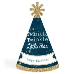 Big Dot of Happiness Twinkle Twinkle Little Star - Cone Happy Birthday Party Hats for Kids and Adults - Set of 8 (Standard Size)