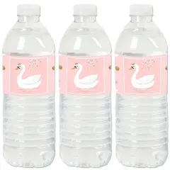 Big Dot of Happiness Swan Soiree - White Swan Baby Shower or Birthday Party Water Bottle Sticker Labels - Set of 20