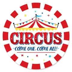 Big Dot of Happiness Carnival - Step Right Up Circus - Carnival Themed Circle Sticker Labels - 24 Count