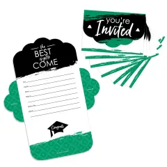 Big Dot of Happiness Green Grad - Best is Yet to Come - Fill-In Cards - Green Graduation Party Fold and Send Invitations - Set of 8