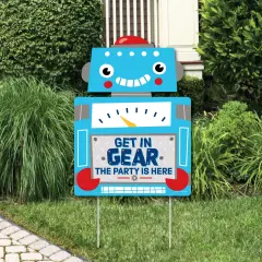 Big Dot of Happiness Gear Up Robots - Party Decorations - Birthday Party or Baby Shower Welcome Yard Sign