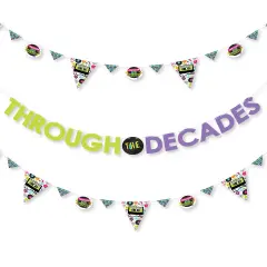 Big Dot of Happiness Through the Decades Party Letter Banner Decoration 36 Banner Cutouts and Through the Decades Banner Letters