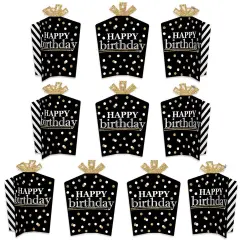 Big Dot of Happiness Adult Happy Birthday - Gold - Table Decorations - Birthday Party Fold and Flare Centerpieces - 10 Count
