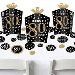Big Dot of Happiness Adult 80th Birthday - Gold - Birthday Party Decor and Confetti - Terrific Table Centerpiece Kit - Set of 30