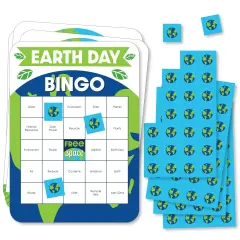 Big Dot of Happiness Happy Earth Day - Bingo Cards and Markers - Save the Planet Party Shaped Bingo Game - Set of 18