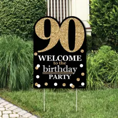Big Dot of Happiness Adult 90th Birthday - Gold - Party Decorations - Birthday Party Welcome Yard Sign