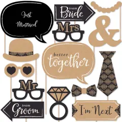 Big Dot of Happiness Better Together - Wedding Photo Booth Props Kit - 20 Count
