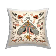 Stupell Industries Boho Moth & Mushrooms Outdoor Printed Pillow