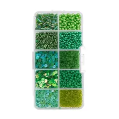 John Bead 10 Types Mix Sequins & Beads Kit Green