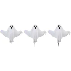 Northlight LED Lighted Color Changing Ghost Halloween Lawn Stakes - 20" - Multicolor - Set of 3 White