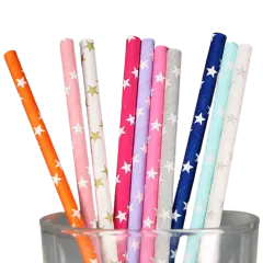 Kitcheniva Biodegradable Paper Straws Pattern Color 100 to 200 Pcs Stars