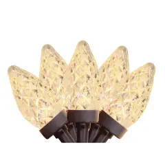 Northlight LED Faceted C7 Christmas Lights - Warm White - 66' Brown Wire - 100ct Clear