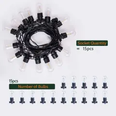 48FT Dimmable Warm White LED String Lights - Waterproof Patio 15M Length