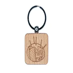 Handmade Cute Sweet Hand Drawn Tomato Pincushion Sewing Quilting Crafts Engraved Wood Square Keychain Tag Charm