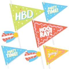 Big Dot of Happiness Party Time - Triangle Happy Birthday Party Photo Props - Pennant Flag Centerpieces - Set of 20
