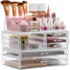 Sorbus Large Clear Makeup Organizer Case - 3 Piece Set