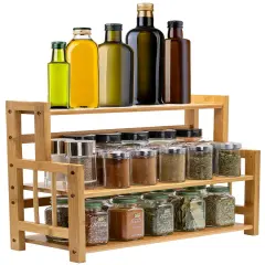 Sorbus 3-Tier Bamboo Kitchen Countertop Organizer - ideal for storage and display, stores your favorite spices, seasonings, and household items