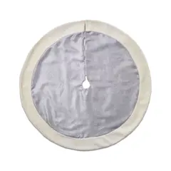 Silver Faux Burlap with Sherpa Fur Tree Skirt - 66"