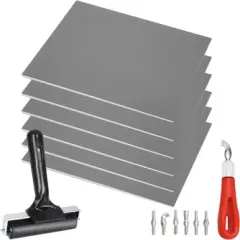 Pixiss Printmaking Supplies - Linoleum Blocks for Printmaking (6 Pack) 8"x10"x1/8" and Linocut Tools - Rubber Roller and Linocut Carving Tool for Block Printing Kit - Linoleum Stamp Making Kit