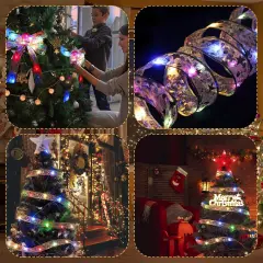 16.4ft Christmas Ribbon Fairy Lights for Indoor and Outdoor Decorations Multicolor